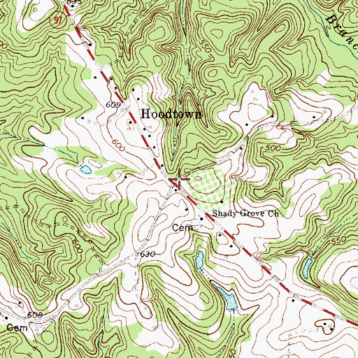 Topographic Map of Hoodtown, SC