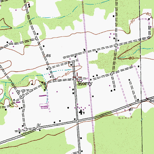 Topographic Map of Horry, SC