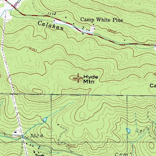 Topographic Map of Hyde Mountain, SC