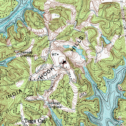 Topographic Map of India Hook Hills, SC