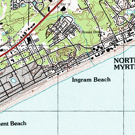 Topographic Map of Ingram Beach, SC