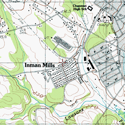 Topographic Map of Inman Mills, SC