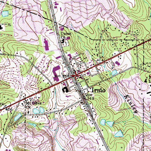 Topographic Map of Irmo, SC