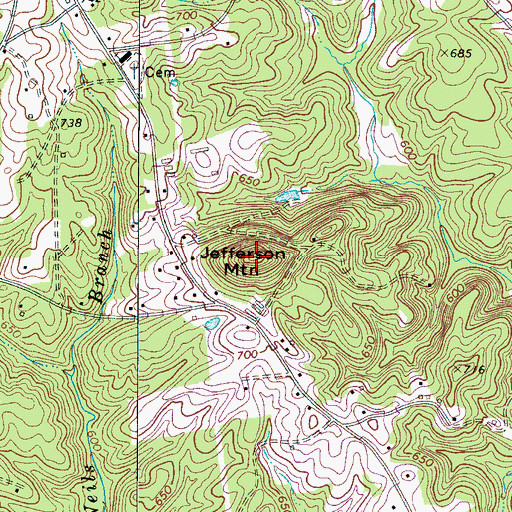 Topographic Map of Jefferson Mountain, SC