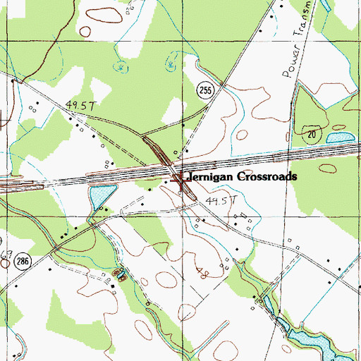 Topographic Map of Jernigan Crossroads, SC