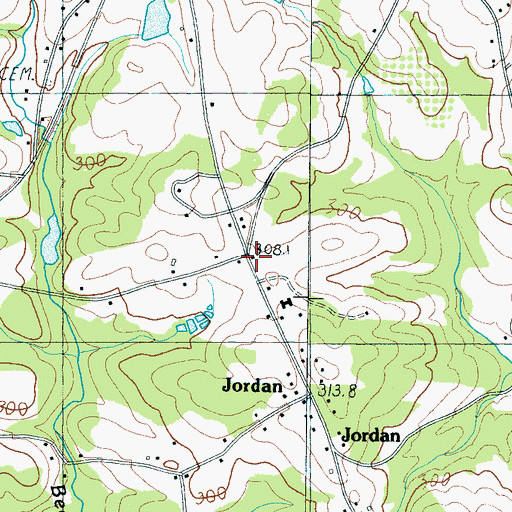 Topographic Map of Jordan, SC