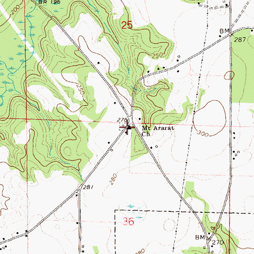 Topographic Map of Mount Ararat Baptist Church, AL
