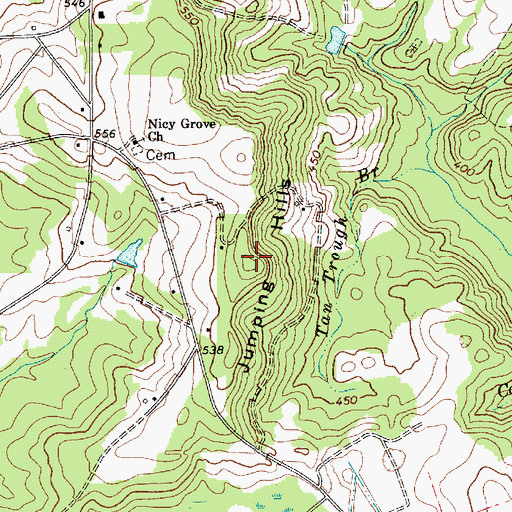 Topographic Map of Jumping Hills, SC