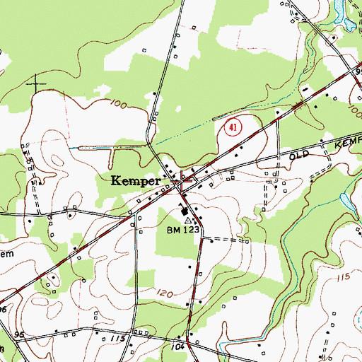 Topographic Map of Kemper, SC