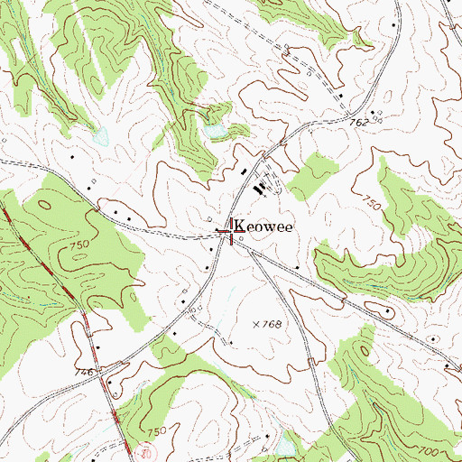 Topographic Map of Keowee, SC