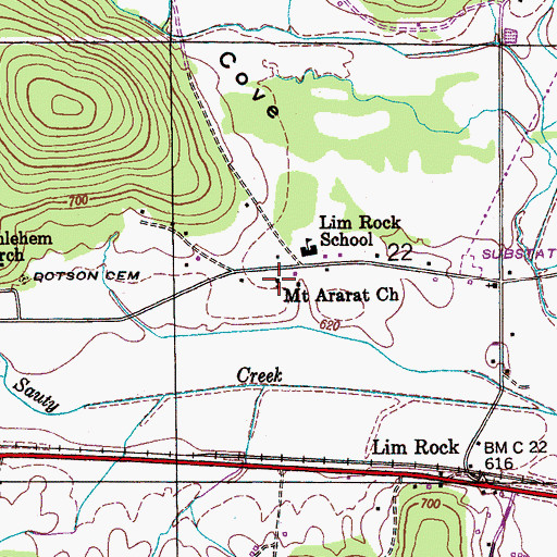 Topographic Map of Mount Ararat Church, AL