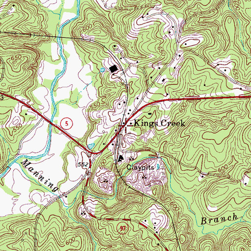 Topographic Map of Kings Creek, SC