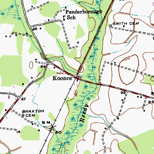 Topographic Map of Koonce, SC