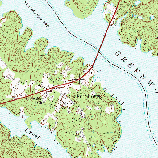Topographic Map of Lake Shores, SC