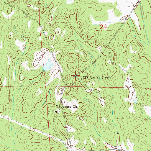 Topographic Map of Mount Azure Cemetery, AL