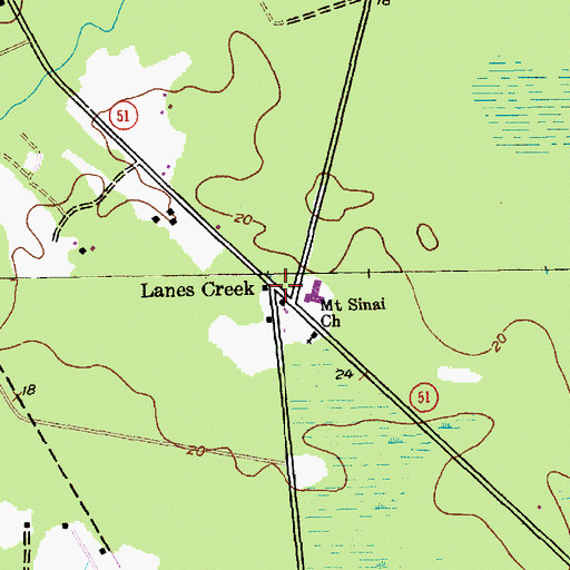 Topographic Map of Lanes Creek, SC