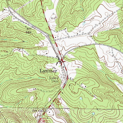 Topographic Map of Latimer, SC