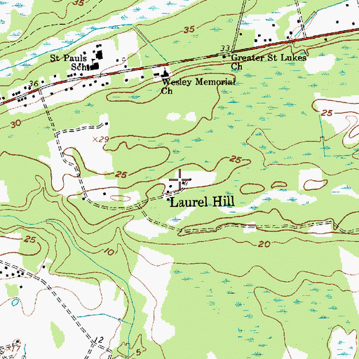 Topographic Map of Laurel Hill, SC