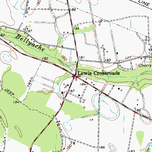 Topographic Map of Lewis Crossroads, SC