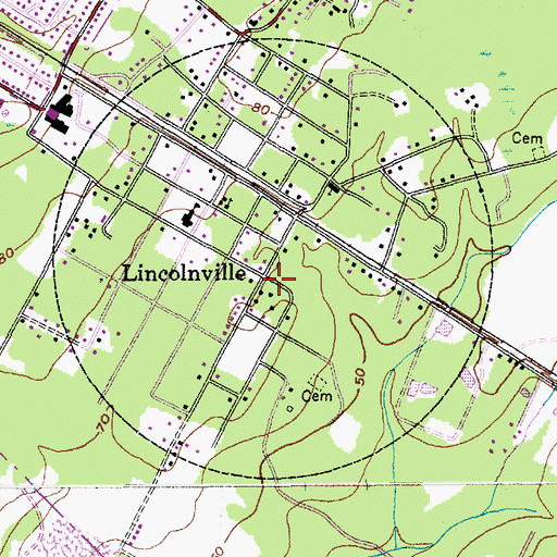 Topographic Map of Lincolnville, SC