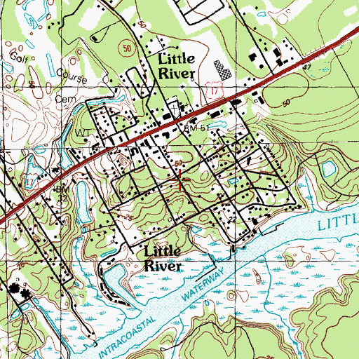 Topographic Map of Little River, SC