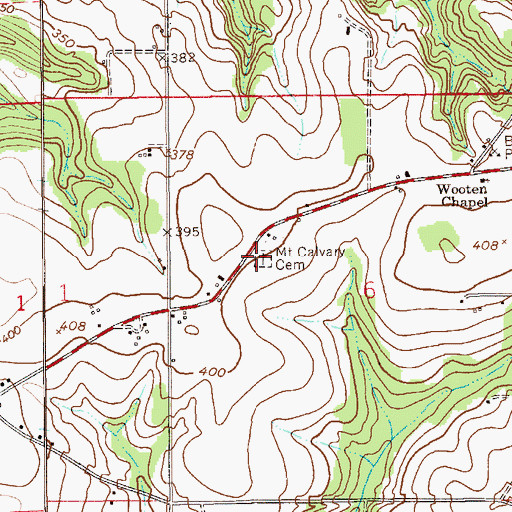 Topographic Map of Mount Calvary Cemetery, AL