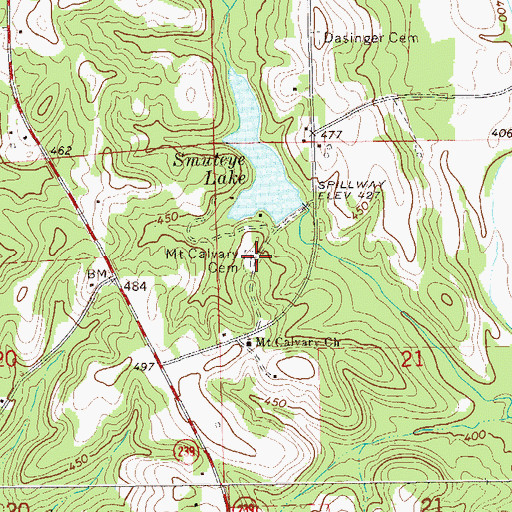 Topographic Map of Mount Calvary Cemetery, AL