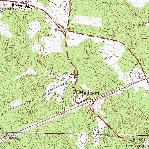 Topographic Map of Madison, SC