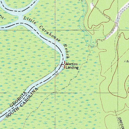 Topographic Map of Martins Landing, SC