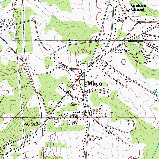 Topographic Map of Mayo, SC