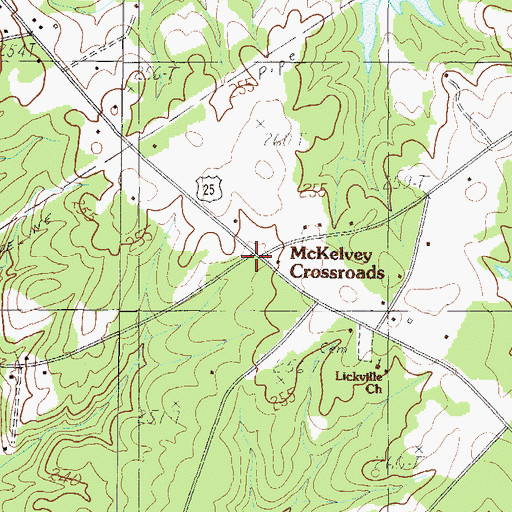 Topographic Map of McKelvey Crossroads, SC