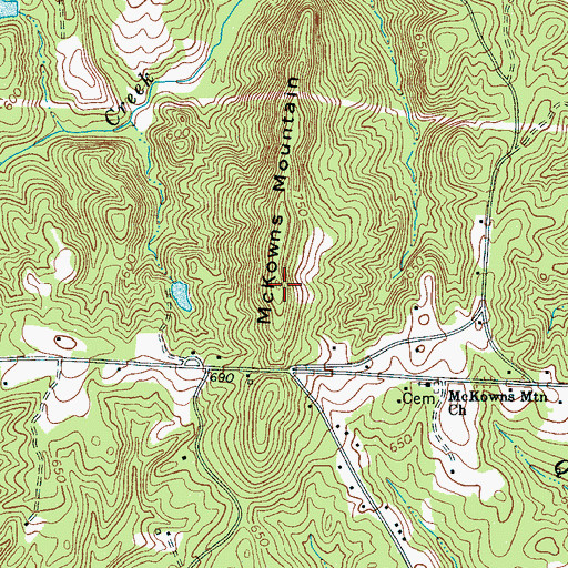 Topographic Map of McKowns Mountain, SC