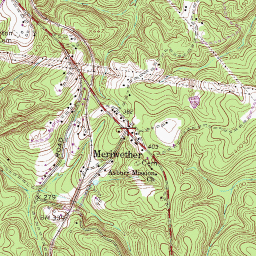 Topographic Map of Meriwether, SC