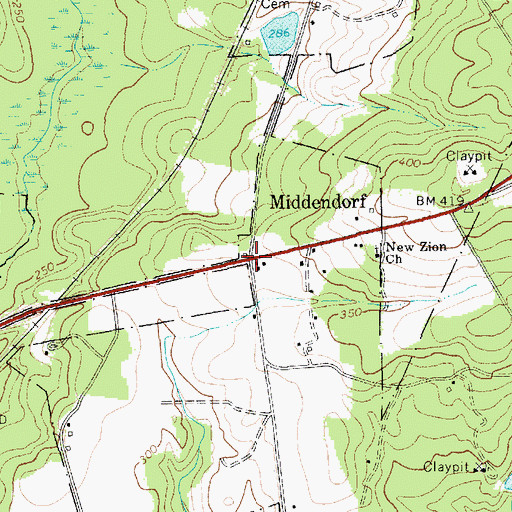 Topographic Map of Middendorf, SC
