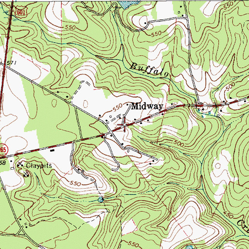 Topographic Map of Midway, SC