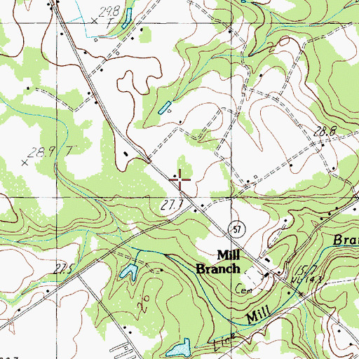 Topographic Map of Mill Branch, SC