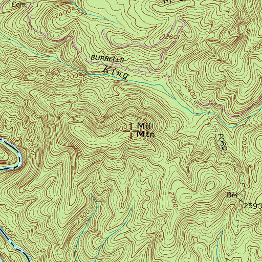 Topographic Map of Mill Mountain, SC