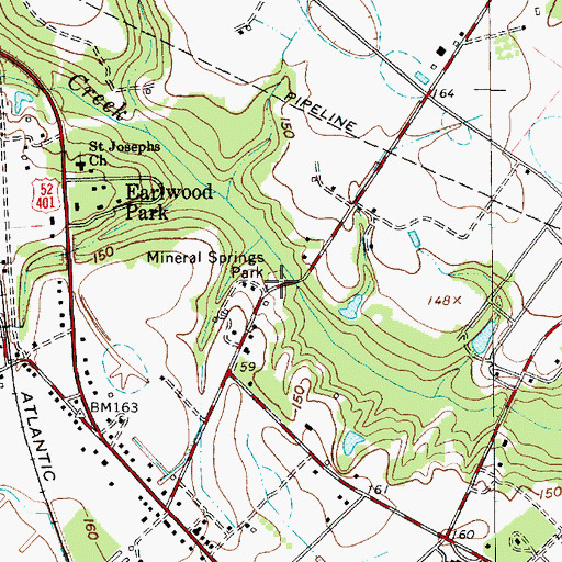 Topographic Map of Mineral Springs Park, SC