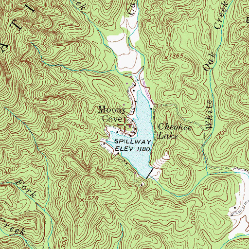 Topographic Map of Moody Cove, SC