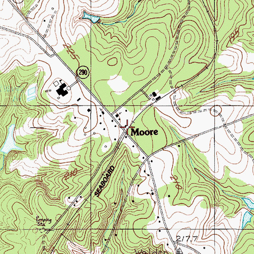 Topographic Map of Moore, SC