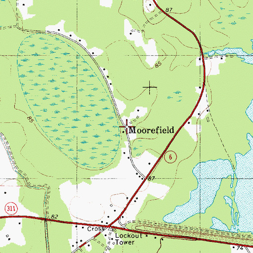 Topographic Map of Moorefield, SC