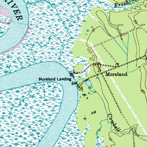 Topographic Map of Moreland Landing, SC