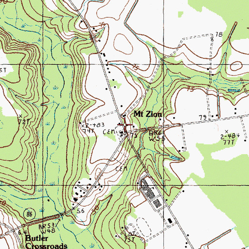 Topographic Map of Mount Zion, SC