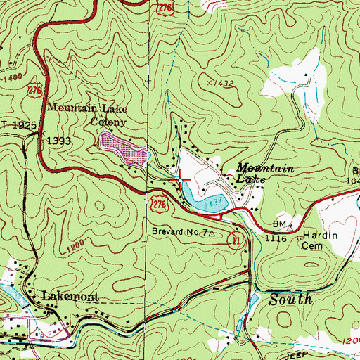 Topographic Map of Mountain Lake Colony, SC