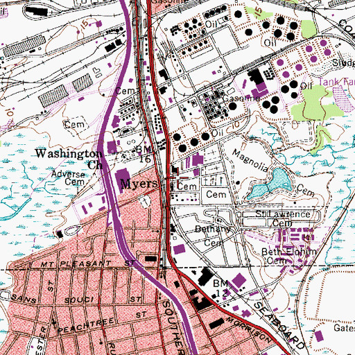Topographic Map of Myers, SC