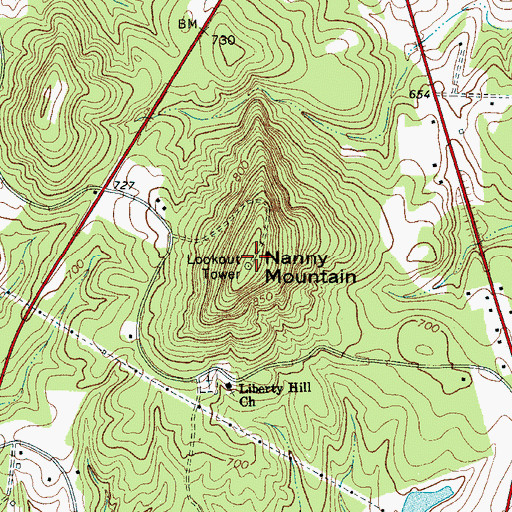 Topographic Map of Nanny Mountain, SC