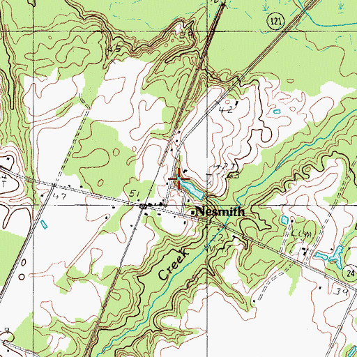 Topographic Map of Nesmith, SC