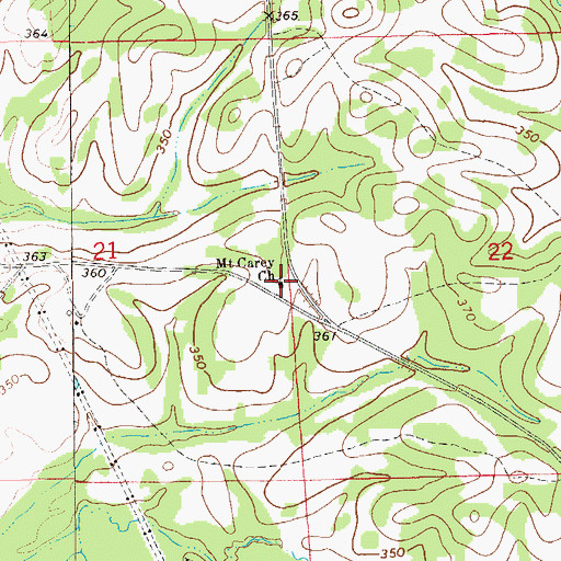 Topographic Map of Mount Carey Church, AL
