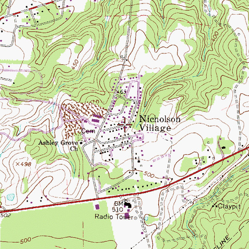Topographic Map of Nicholson Village, SC