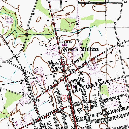 Topographic Map of North Mullins, SC